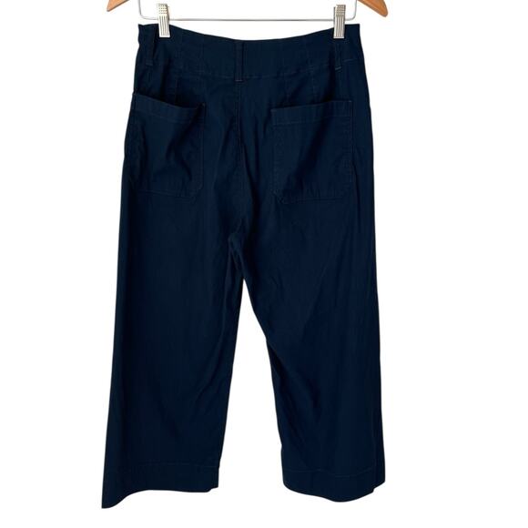 Anthropologie Maeve The Colette Cropped Wide Leg Trouser Pants Navy Size 30P - Picture 2 of 10